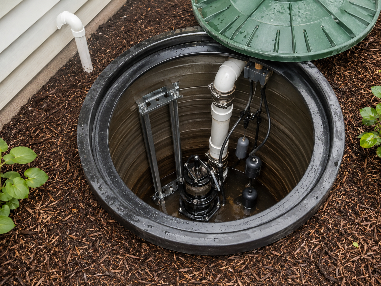 Residential lift station wet well with grinder pump installed in Florida